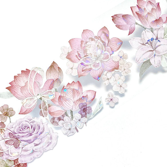s-280●海外マスキングテープ 切り売り ／ 海外マステ  花 花束 フラワー ピンク 4枚目の画像