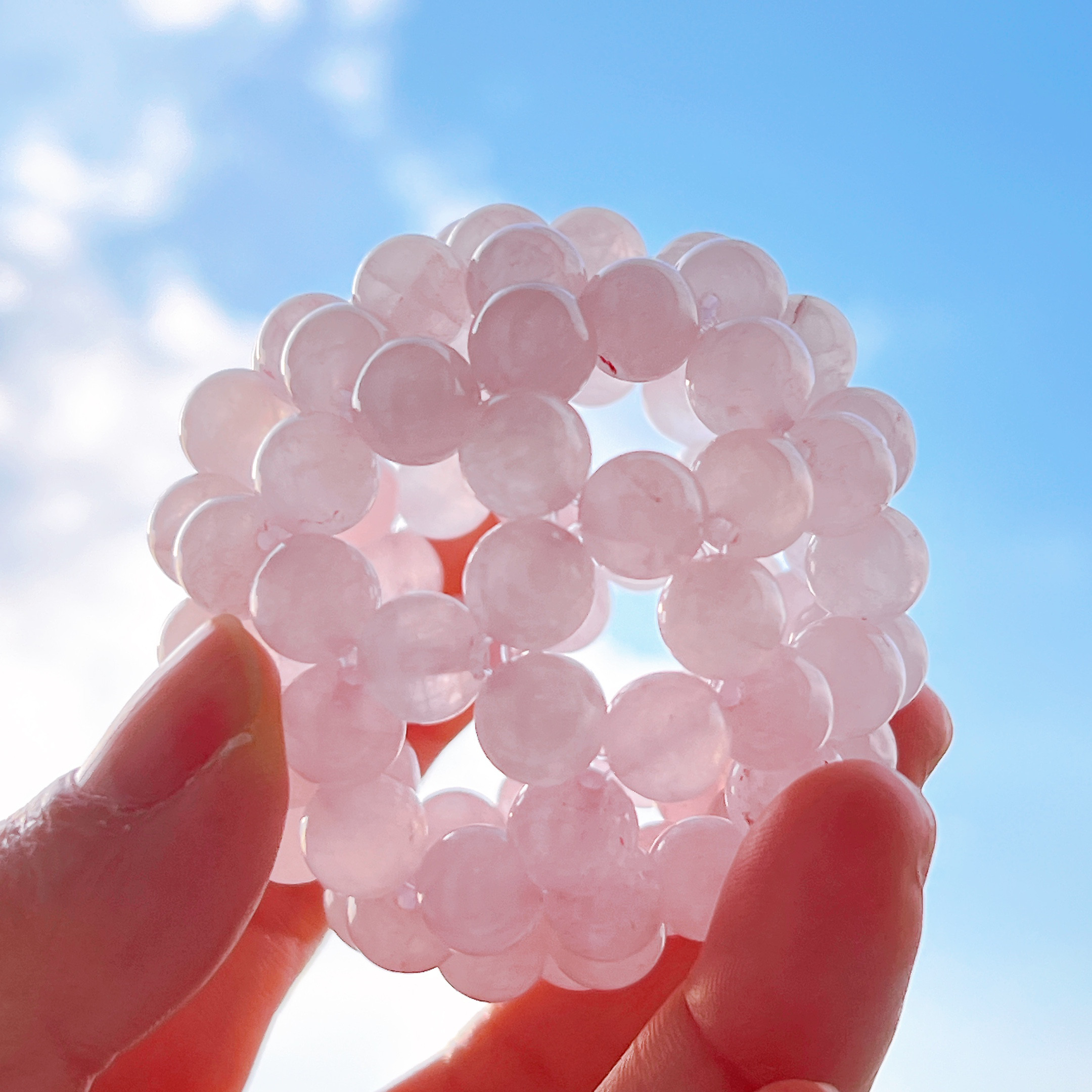 宇宙龍フラーレン　天然ローズクォーツ8mm球　直径約5.5cm/浄化/御守り