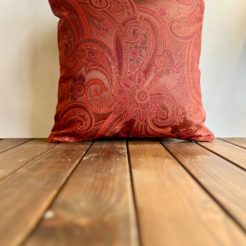 ブラウンレザー刺繍クッションカバー ブラウンレザー刺繍クッションカバー