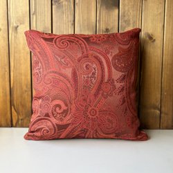 ブラウンレザー刺繍クッションカバー クッションカバー】【椅子生地使用】【日本製】レッドブラウン