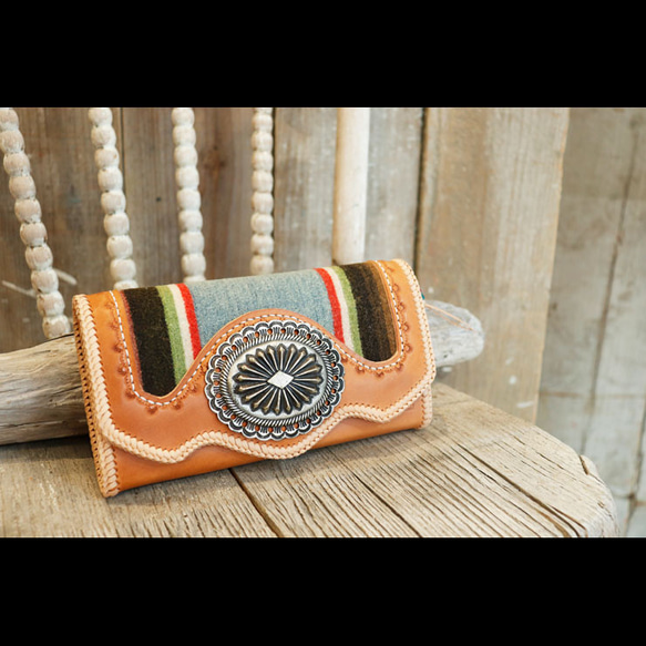 【長財布】ビンテージのセラーペラグとビンテージ風コンチョを使用 