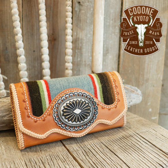 【長財布】ビンテージのセラーペラグとビンテージ風コンチョを使用 