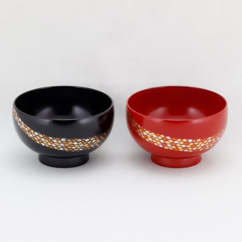 輪島塗忍沈金朱赤多用椀五客 輪島塗忍沈金朱赤多用椀五客