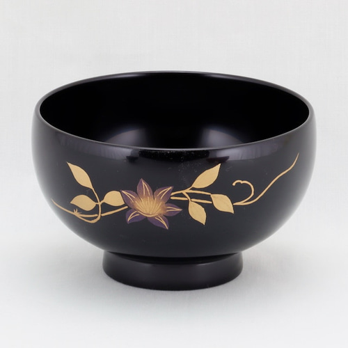 伝統工芸 輪島塗 汁椀「総黒塗~鉄線蒔絵」 【8-1】 お椀 伝統工芸 輪島塗 汁椀「総黒塗~鉄線蒔絵」 【8-1】 お椀