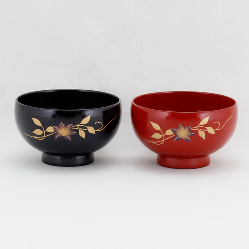 伝統工芸 輪島塗 汁椀「総黒塗~鉄線蒔絵」 【8-1】 お椀 伝統工芸 輪島塗 汁椀「総黒塗~鉄線蒔絵」 【8-1】 お椀
