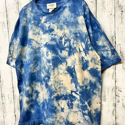 タイダイ染め　ビッグシルエット Tシャツ　Mサイズ　インディゴブルー×ベージュ　Hippies Dye HD21-27 8枚目の画像