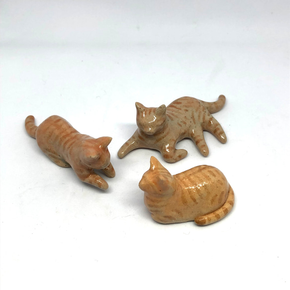 猫の箸置き三態（茶トラ）　猫グッズ　猫雑貨　茶トラ猫 1枚目の画像