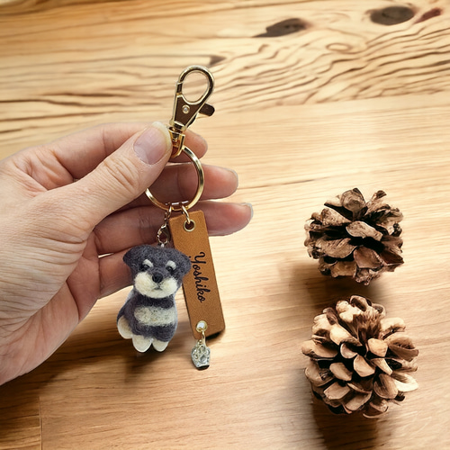 羊毛フェルトオーダーわんちゃんネーム入りキーホルダー☆ハンドメイド