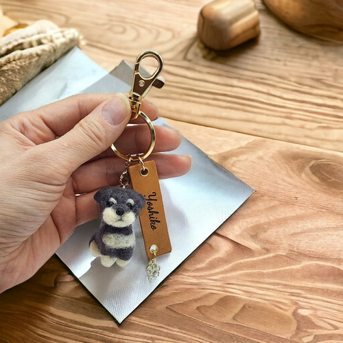 羊毛フェルトオーダーわんちゃんネーム入りキーホルダー☆ハンドメイド