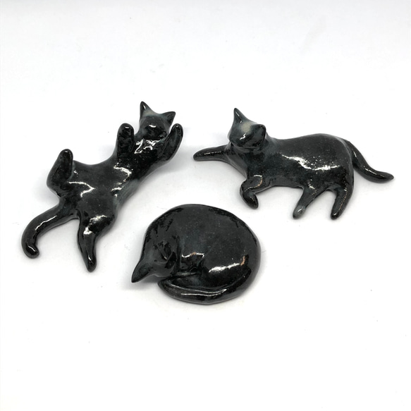猫の箸置き三態（黒猫） はしおき ネコ 黒猫 陶器 置物 箸