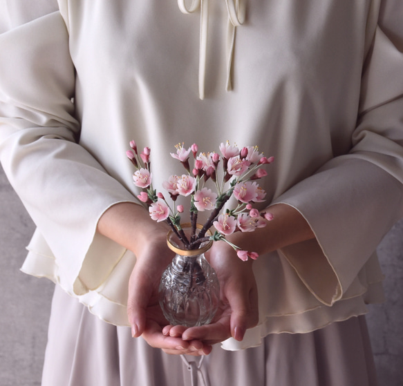 ◆粘土のお花◆　桜　オルリム・シングルベース　S932 2枚目の画像