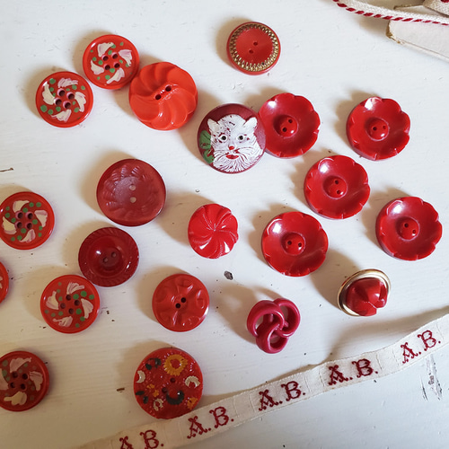 フランスヴィンテージ ハンドペイントボタン 18mm ボタン Mon Atelier  