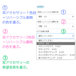 セット割：リバーシブルチャーム１点＆耳アクセサリー２点【受注製作】 2枚目の画像