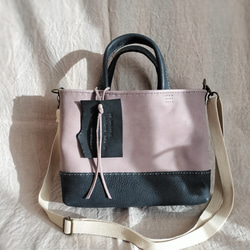 mainichi tote shoulder　グレー✗黒　オイルヌメ（シュリンク） 1枚目の画像