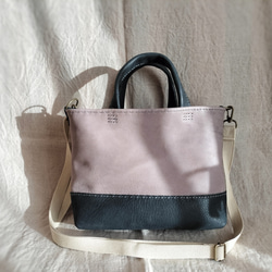 mainichi tote shoulder　グレー✗黒　オイルヌメ（シュリンク） 4枚目の画像