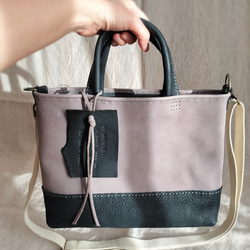 mainichi tote shoulder　グレー✗黒　オイルヌメ（シュリンク） 6枚目の画像