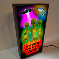 エイリアン UFO 宇宙人 未確認飛行物体 ホラー エリア51 店舗 自宅 ランプ 照明 看板 置物 雑貨 ライトBOX 2枚目の画像