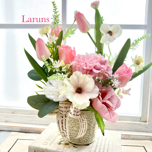 ハンドメイド❣️チューリップ、春のフラワーアレンジ❣️ ハンドメイド❣️チューリップ、春のフラワーアレンジ❣️