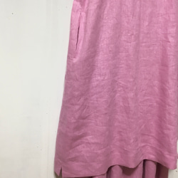 リネン100%ワンピース&タックスカート〜セットアップ◾️桜色ピンク◾️ウエストベルト付き〜無しでも大丈夫 4枚目の画像