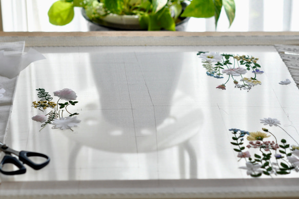 【新作ラッピング無料】　ガーデン刺繡のシルクのリボン　オートクチュール刺繡リングピロー 19枚目の画像