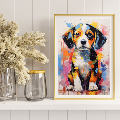 まなざし - ビーグル犬の子犬 No.4】ジークレー版画＊名入れOK！アート