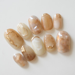 ネイルチップ ブラウン ニュアンス オレンジ ちゅるん オーダーネイル f748acd1fdb6ca4cffaf92e8816df6