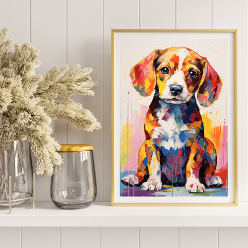 まなざし - ビーグル犬の子犬 No.5】ジークレー版画＊名入れOK！アート