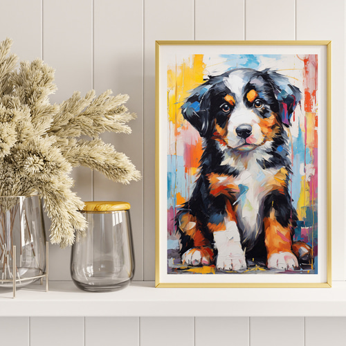 まなざし - バーニーズマウンテン犬の子犬 No.1】アートポスター 犬の
