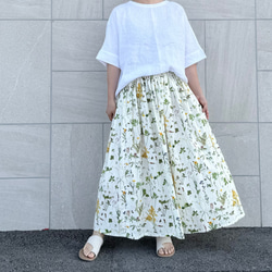 ミモザと草花のギャザースカート 4枚目の画像