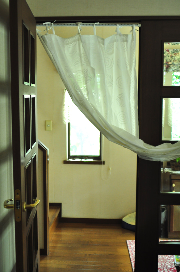 カーテン☆インド綿☆ハンドメイド☆ブロックプリント「ホワイト