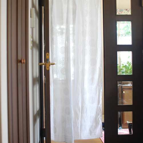 カーテン☆インド綿☆ハンドメイド☆ブロックプリント「ホワイト
