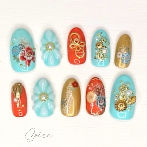 ネイルチップ 完成品 和装ネイルチップ オーダー つけ爪 和柄 訳アリ  