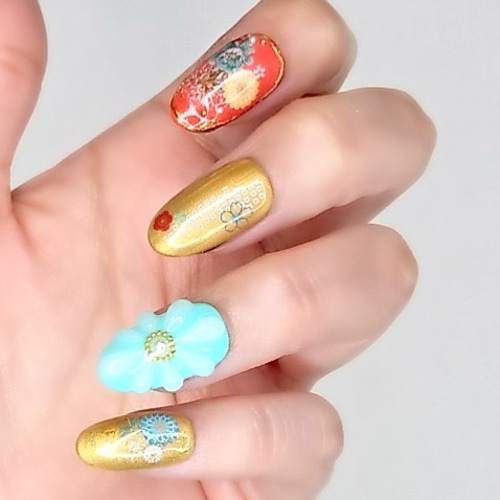 ネイルチップ 完成品 和装ネイルチップ オーダー つけ爪 和柄 訳アリ  