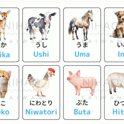 7mama商品】日本語フラッシュカード_動物25枚