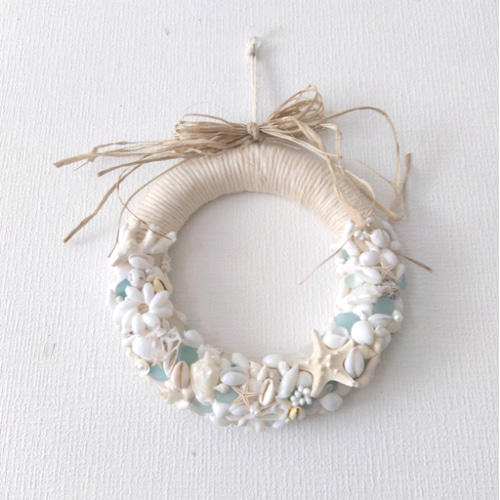 大きなシェルリース シーグラスアート アート シェル インテリア  