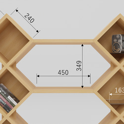 6.4shelf「ロクヨンシェルフ」３段２列　ウォルナット　オシャレな飾り棚・本棚・ラック 9枚目の画像