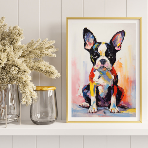 The Scream Dog - ボストンテリア犬 No.3】ムンク 叫び アートポスター