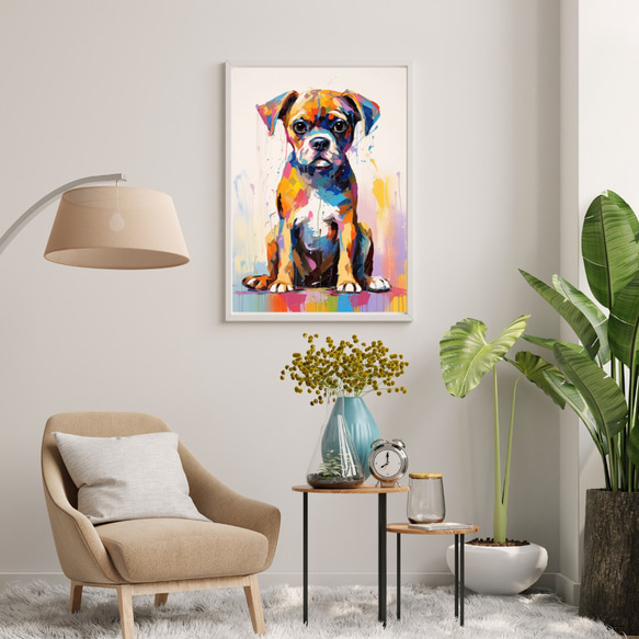 【まなざし - ボクサー犬の子犬 No.2】アートポスター 犬の絵 犬の絵画 犬のイラスト 7枚目の画像