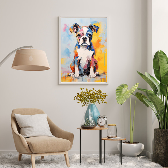 【まなざし - ボクサー犬の子犬 No.3】アートポスター 犬の絵 犬の絵画 犬のイラスト 7枚目の画像
