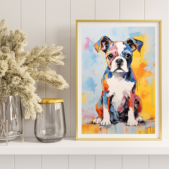 【まなざし - ボクサー犬の子犬 No.3】アートポスター 犬の絵 犬の絵画 犬のイラスト 8枚目の画像