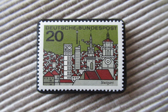ドイツ　建築切手ブローチ9416 1枚目の画像