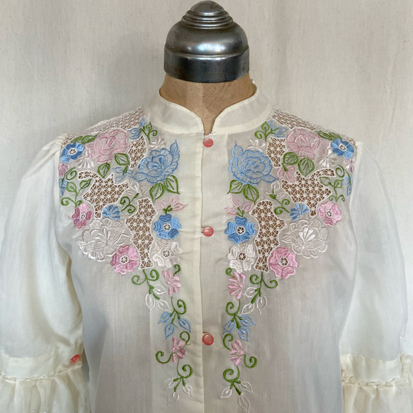 vintage flower embroidery shirt 14枚目の画像