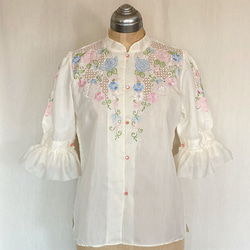 vintage flower embroidery shirt 10枚目の画像