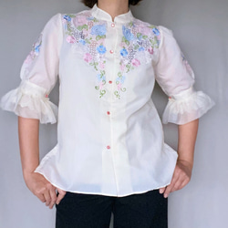 vintage flower embroidery shirt 7枚目の画像