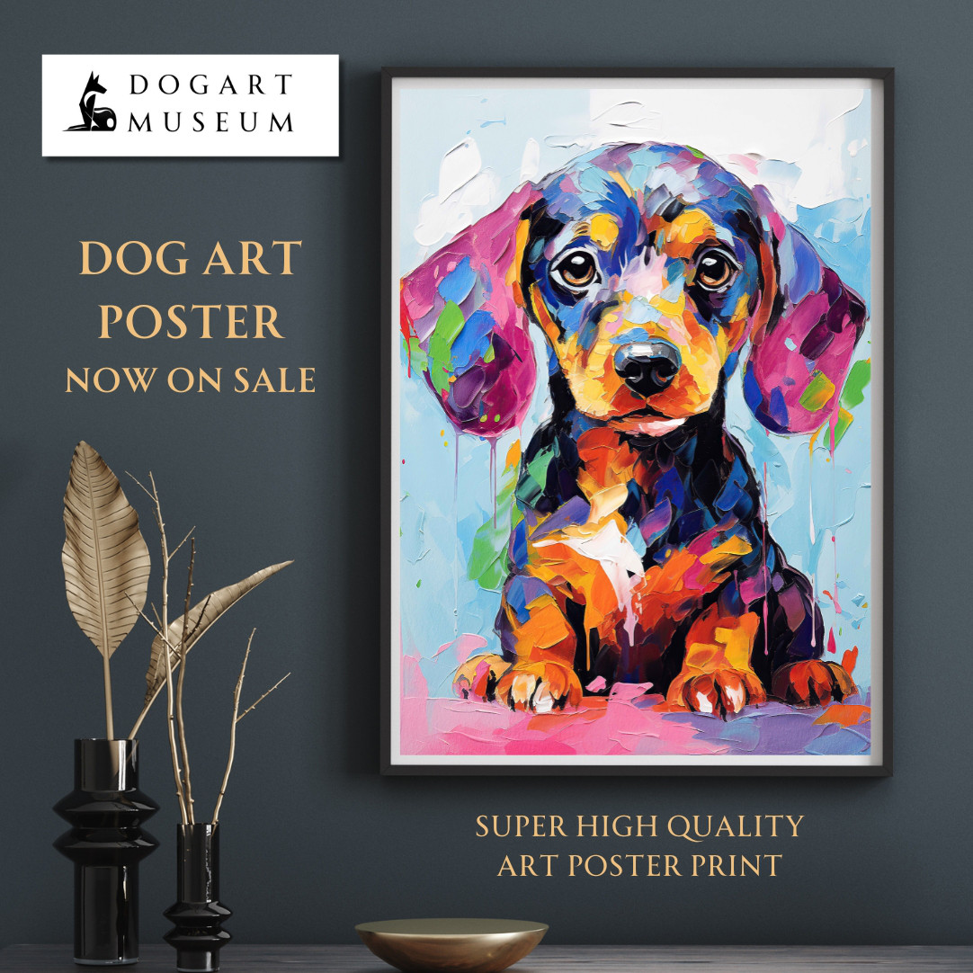 アメリカンヴィンテージ　Ruth Lais 3色柄　ダックスフンド　アクリル絵画 アメリカンヴィンテージ Ruth Lais 3色柄 ダックスフンド