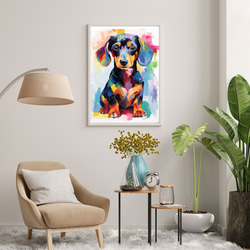 【まなざし - ダックスフンド犬の子犬 No.4】アートポスター 犬の絵 犬の絵画 犬のイラスト 7枚目の画像