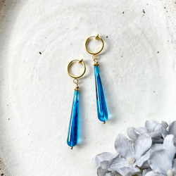 天然石 緑の翡翠のフープイヤリング イヤリング・ノンホールピアス