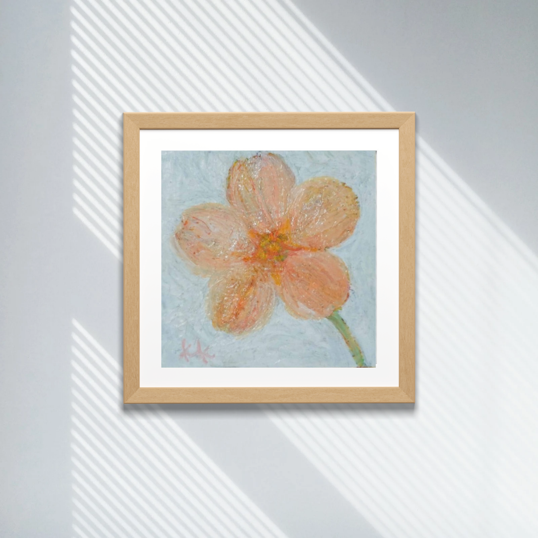 アクリル画 原画 一点物 山 花 キャンバス