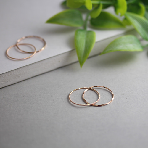 ete 10K リング2本セット　ローズ ピンクゴールド　agete好きな方 再販‼】冬のおしゃれに♡K10ピンクゴールド 2連リング スキン