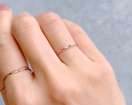 ete 10K リング2本セット　ローズ ピンクゴールド　agete好きな方 再販‼】冬のおしゃれに♡K10ピンクゴールド 2連リング スキン
